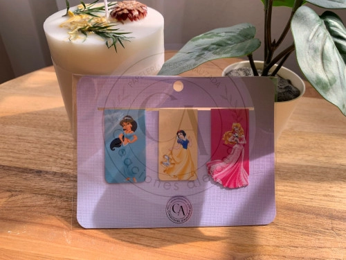 Set de  3 marcapáginas imantados diseño de princesas Disney
