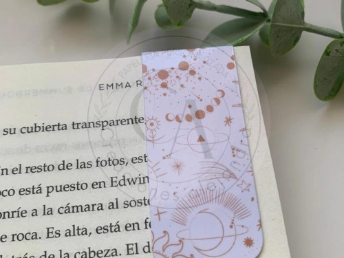 Marcapágina Diseño Estelar Blanco Dorado