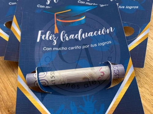 Money Holders Feliz Graduación Azul 
