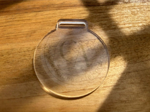 Medalla acrilico 6,5x6,5 transparente 10 unidades 