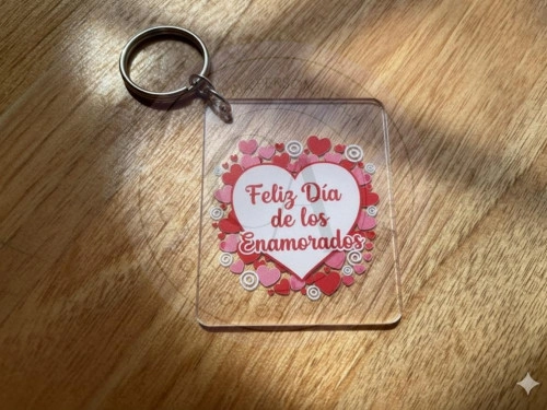 Llavero acrilico transparente rectangular de 5x6cm  12 unidades