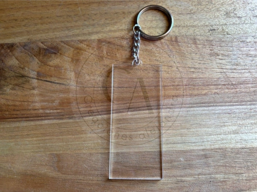 Llavero Rectangular 4x9,4cm  acrilico transparente 50 unidades 