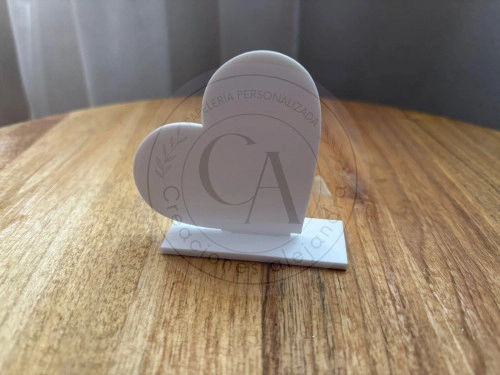 Souvenir corazon 6,5x6,5 cm blanco 12 unidades