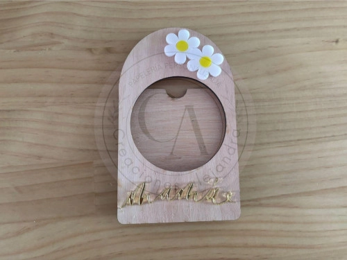 Porta foto imantado madera 9.7x16cm detalles en acrilico 
