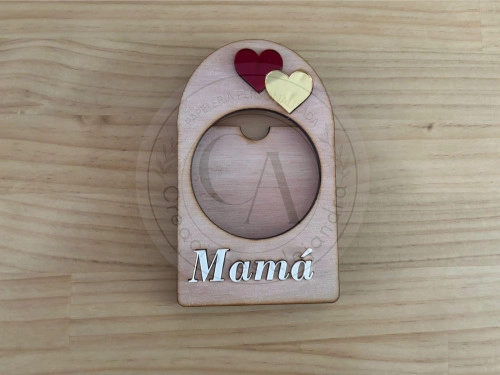 Porta foto imantado madera 9.7x16cm detalles en acrilico 