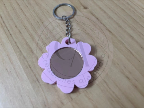 Llavero espejo flor 