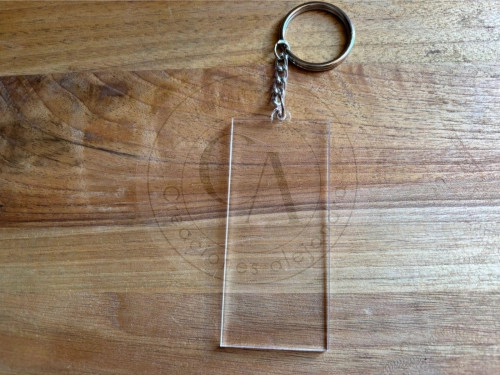 Llavero Rectangular 4x9,4cm  acrilico transparente  100 unidades