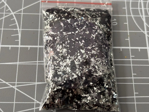 Glitter 5grs corazon negro con plateado 